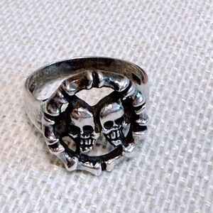 Silver Twin Skulls Ring Deadheads Bobby Weir